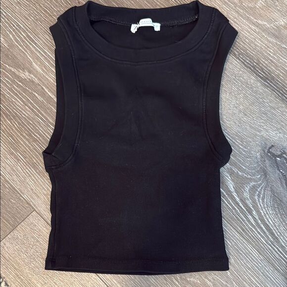 Zara Black Muscle Tee Crop Fitted - Picture 1 of 2